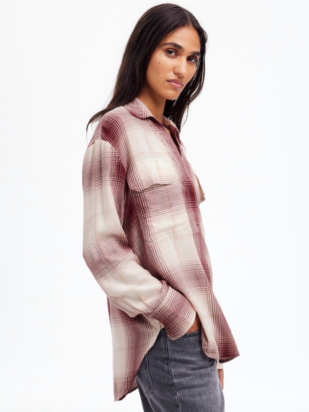 Madewell Pink Plaid Button-Up Shirt